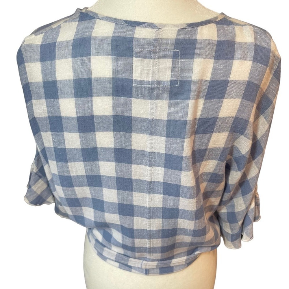 Rails Athena Crop Wrap Gingham Blouse - Blue & Wh… - image 8
